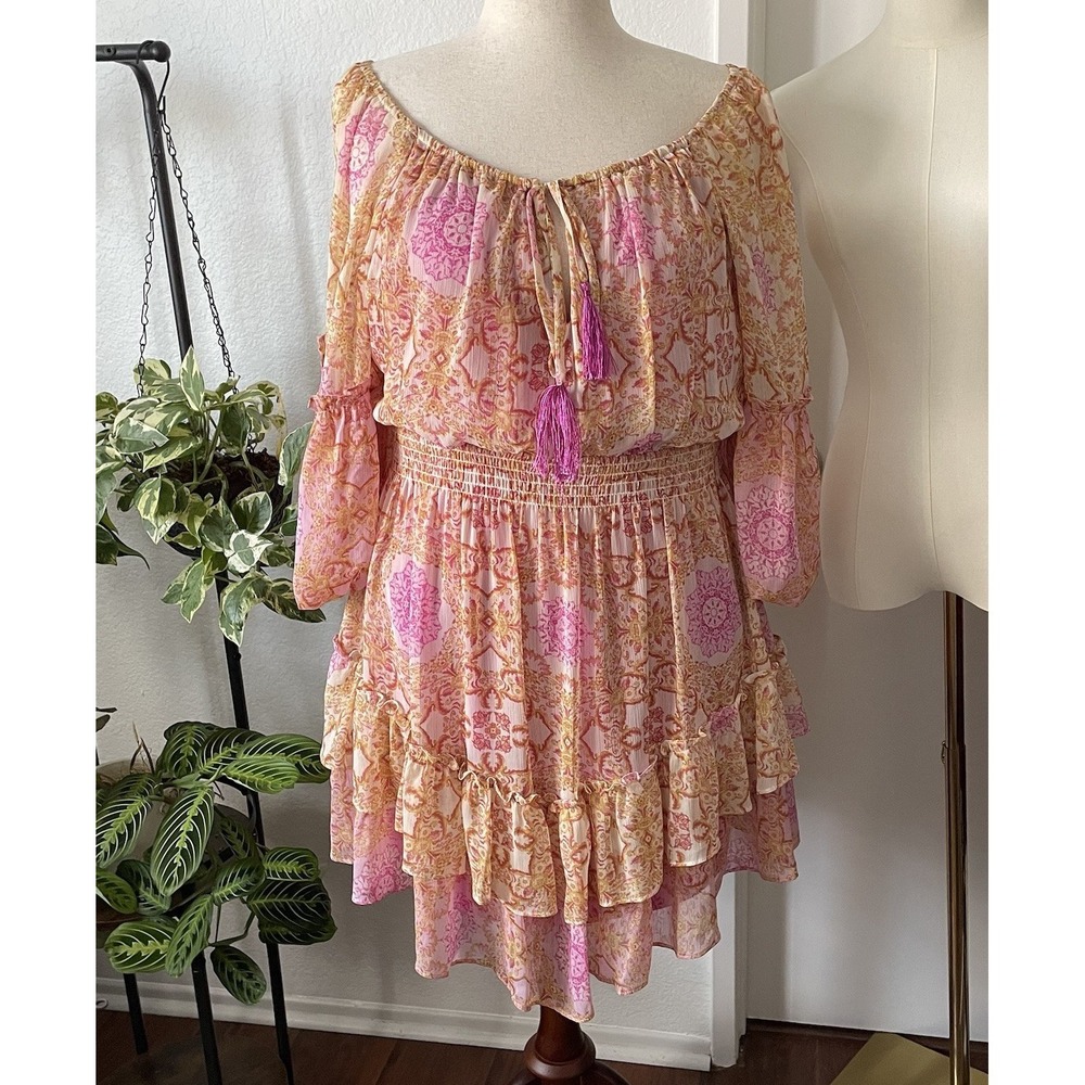 Taylor Women's Size 16 Dress Tiered Flowy Boho Romantic Renaissance Fairy Pink